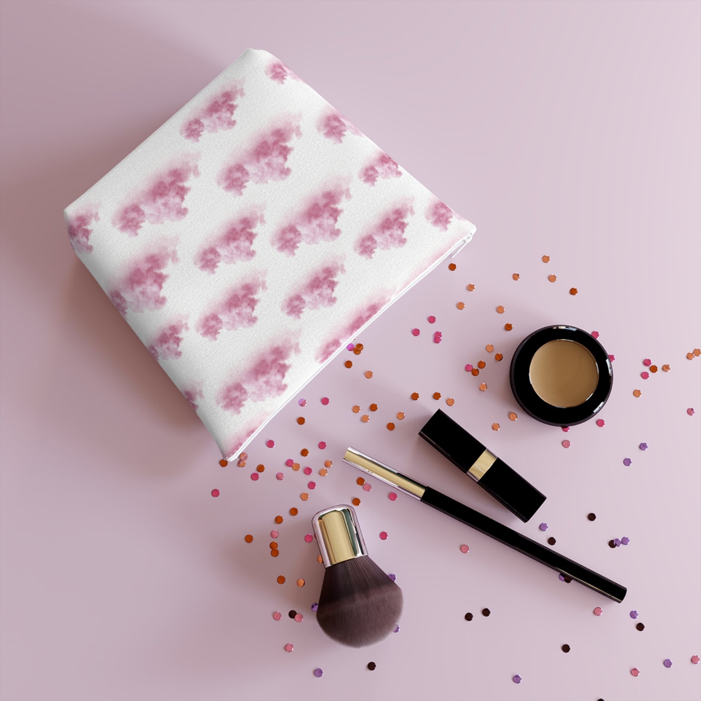 Pink girl aesthetic cosmetic bag - clouds