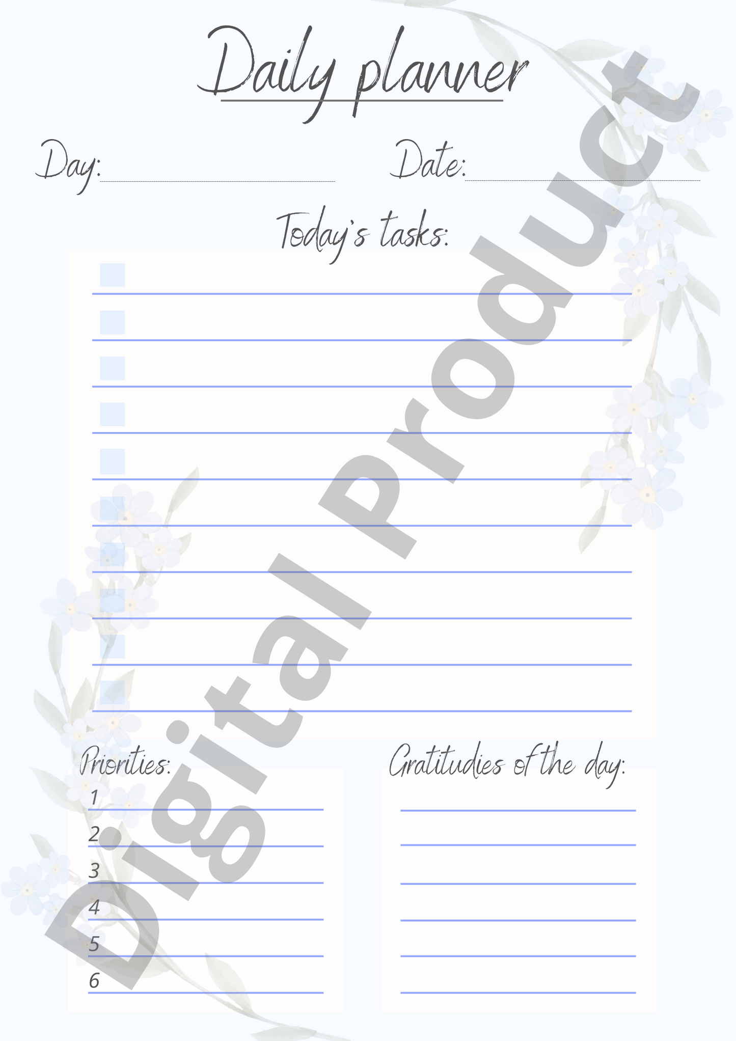 Daily planner - blue forget-me-not
