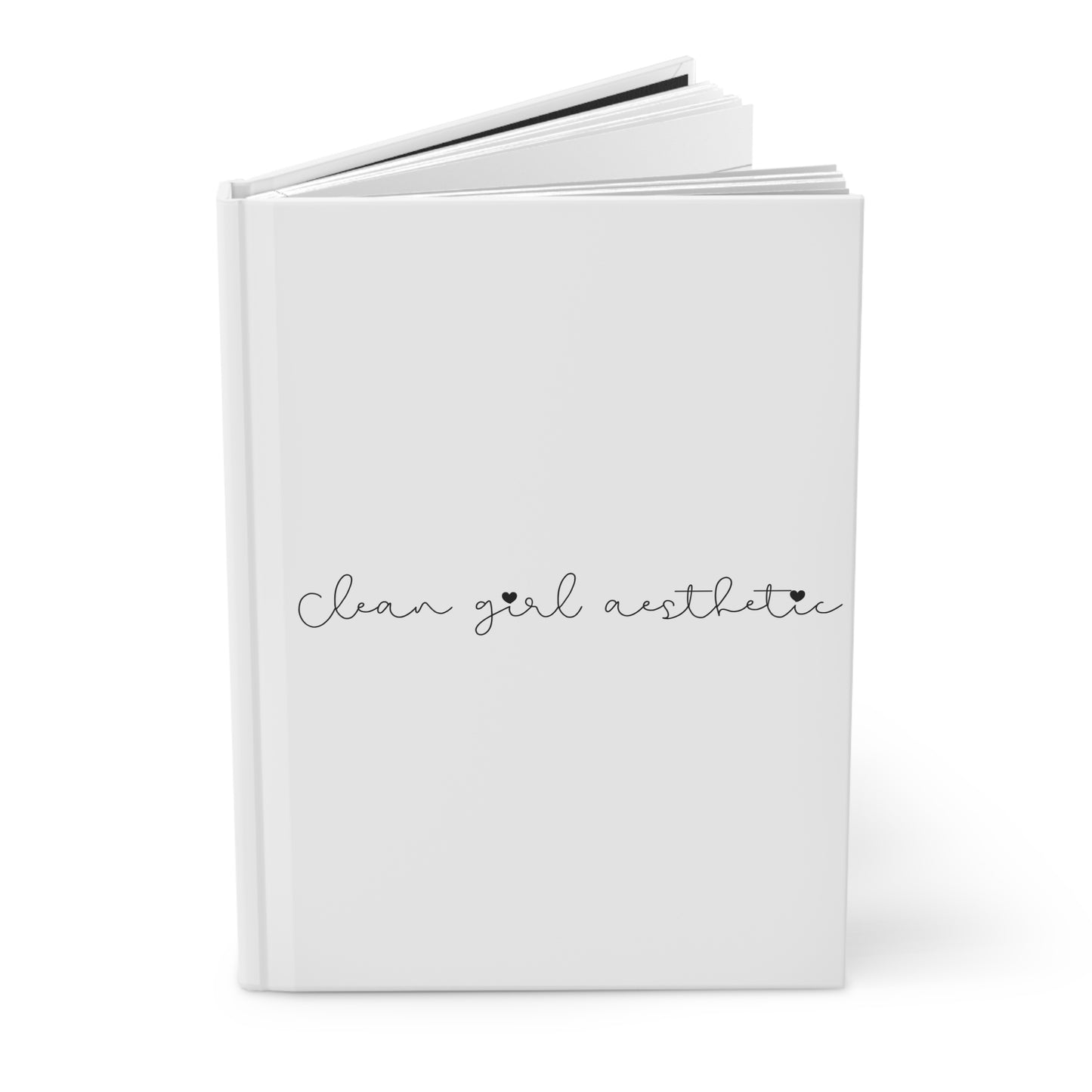 Clean girl aesthetic hardcover journal - black text