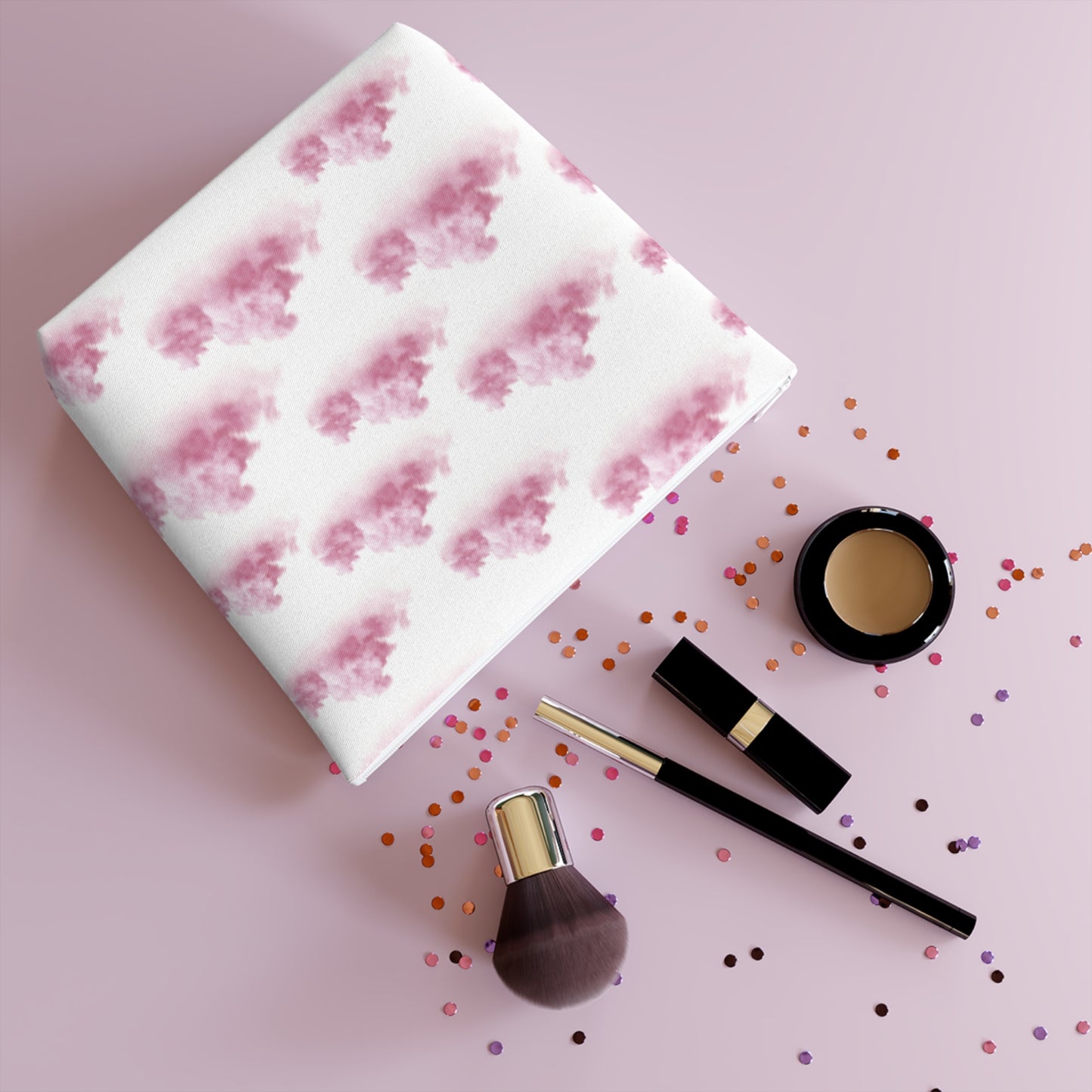 Pink girl aesthetic cosmetic bag - clouds