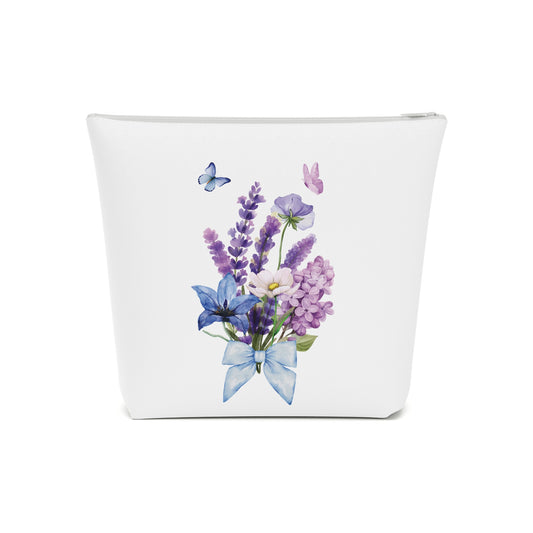 Cottage girl aesthetic cosmetic bag - blue bouquet
