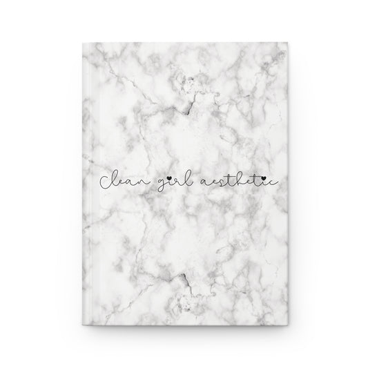 Clean girl aesthetic hardcover journal - white marble