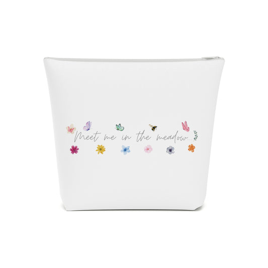 Cottage girl aesthetic cosmetic bag - floral text