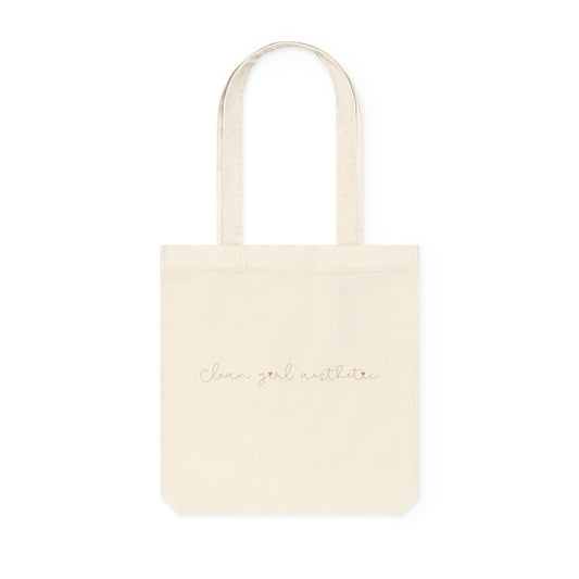 Clean girl aesthetic eco tote bag - beige text