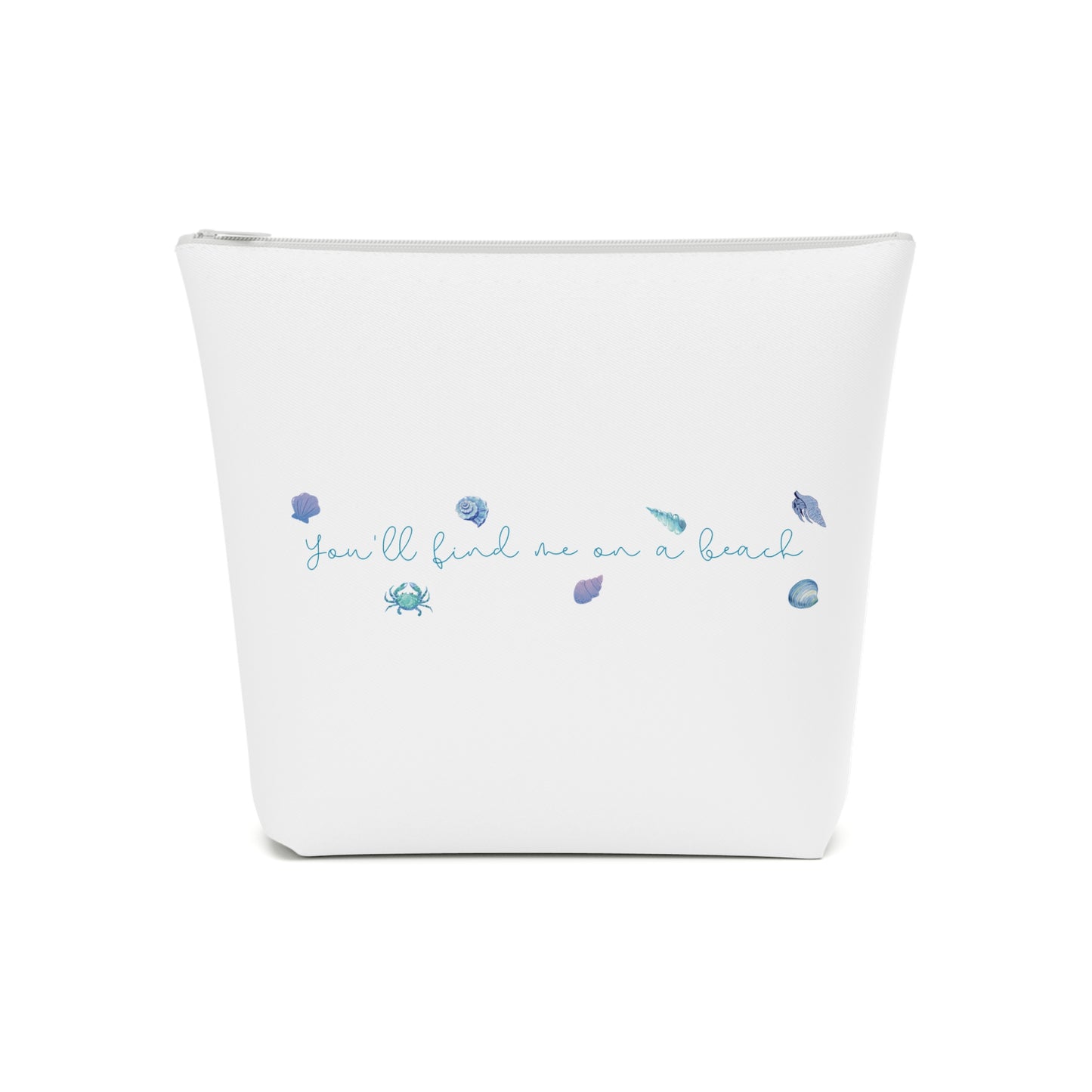 Beach girl aesthetic cosmetic bag - ocean blue text