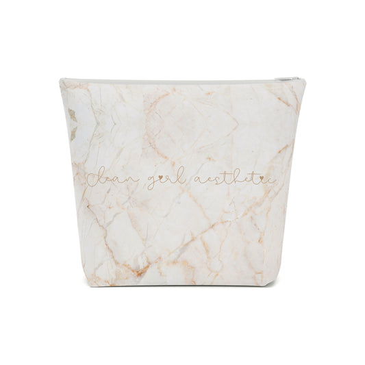 Clean girl aesthetic cosmetic bag - beige marble