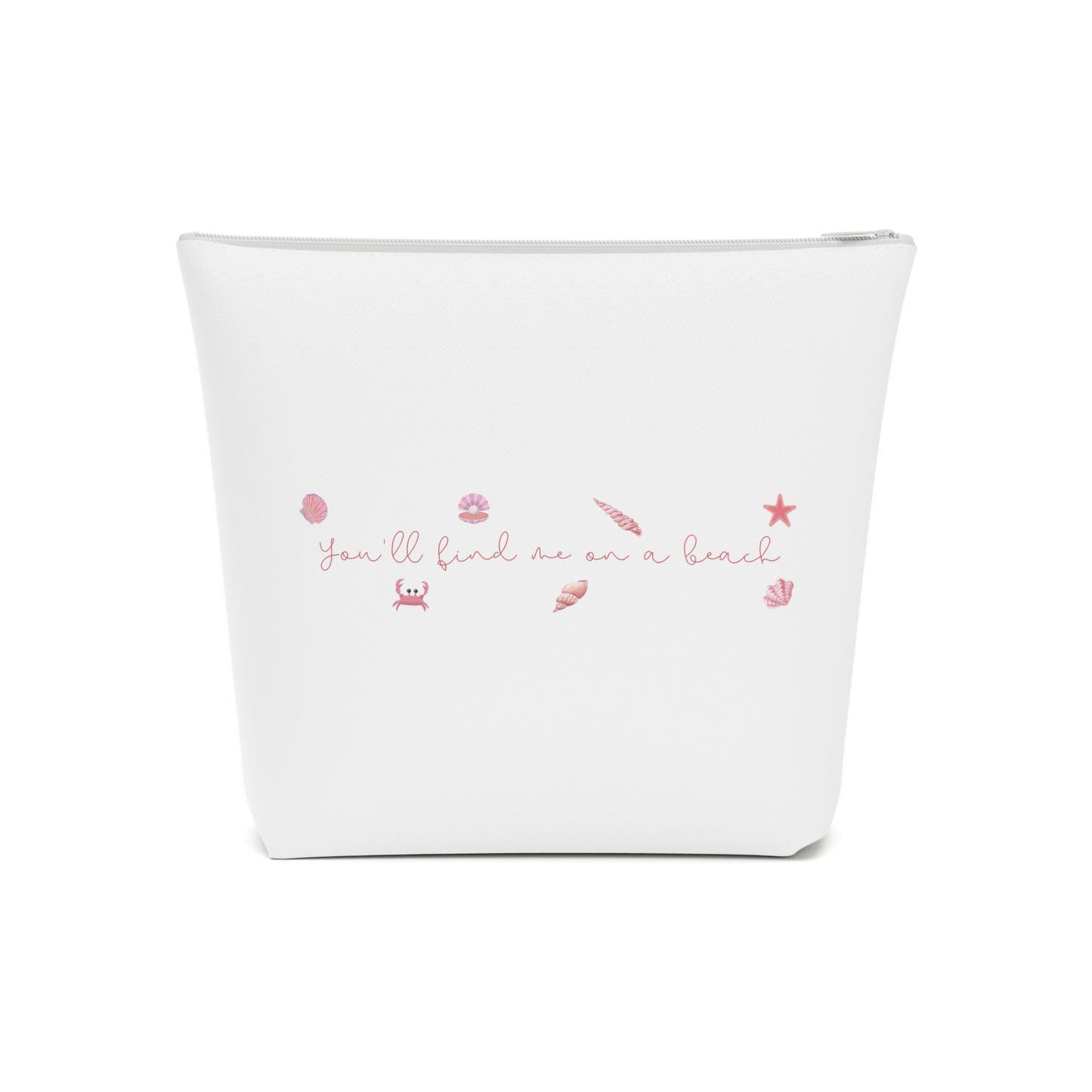 Beach girl aesthetic cosmetic bag - pearl pink text