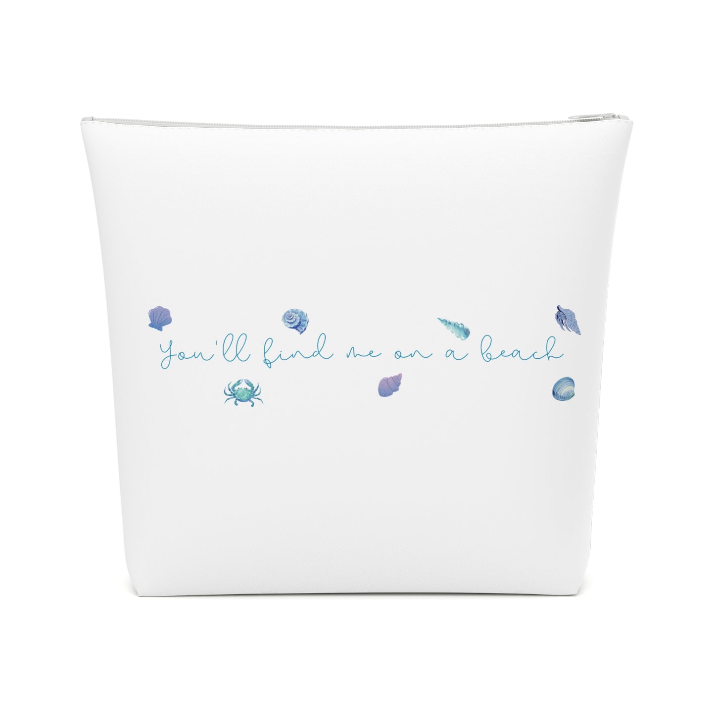 Beach girl aesthetic cosmetic bag - ocean blue text