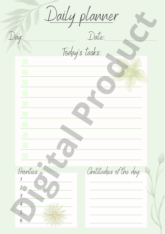 Daily planner - green flowers