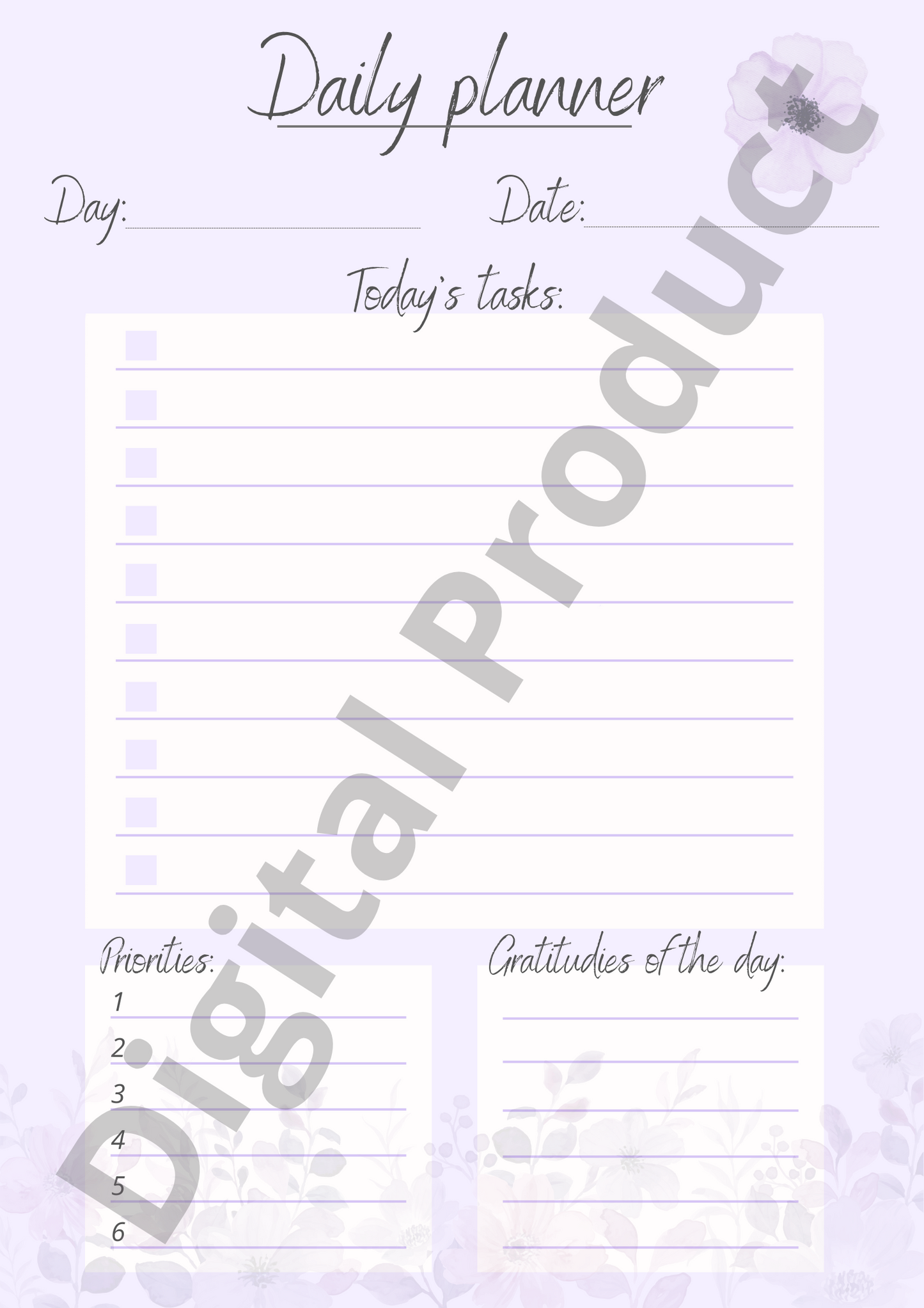 Daily planner - purple flowers