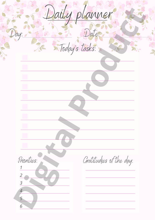 Daily planner - pink flowers
