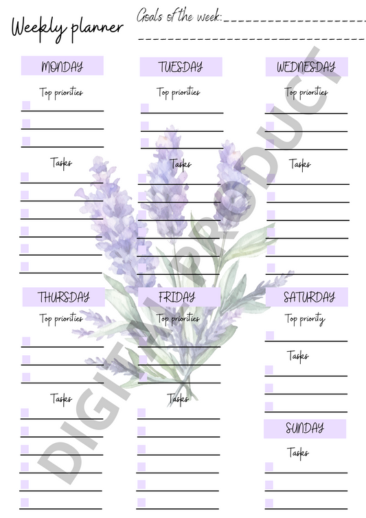 Weekly planner - purple levander