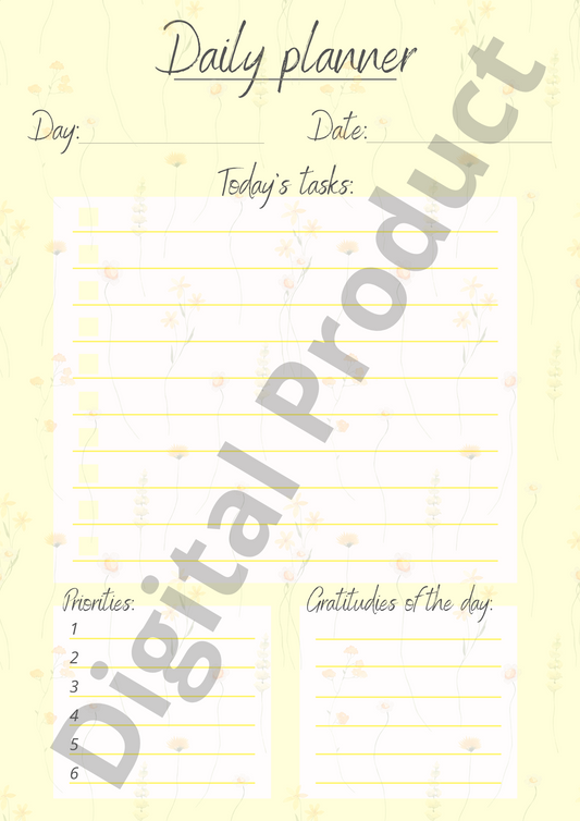 Daily planner - yellow flowers
