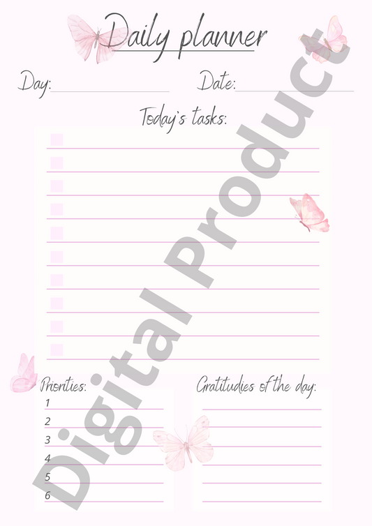 Daily planner - pink butterflies