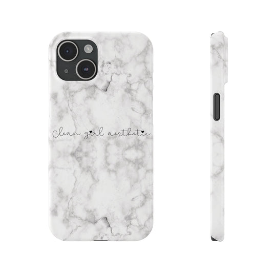 Clean girl aesthetic phone case - white marble