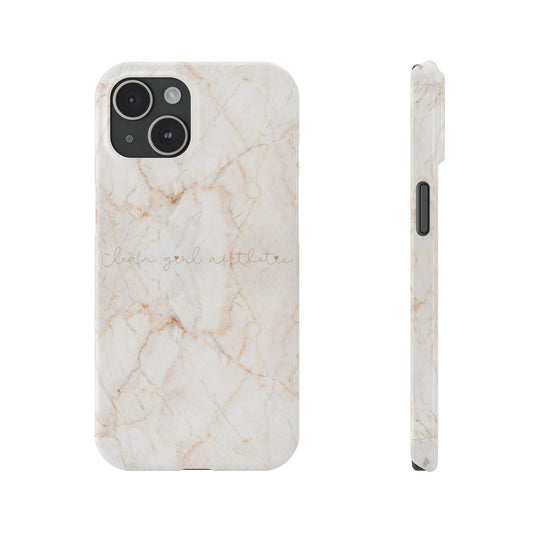Clean girl aesthetic phone case - beige marble