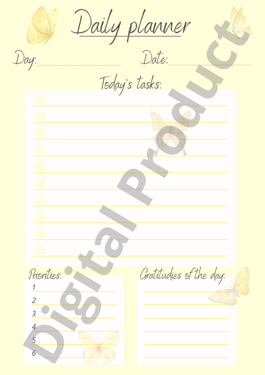 Daily planner - yellow butterflies