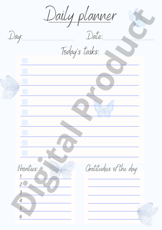 Daily planner - blue butterflies
