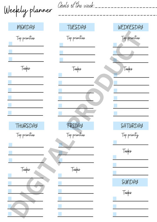 Weekly planner - blue
