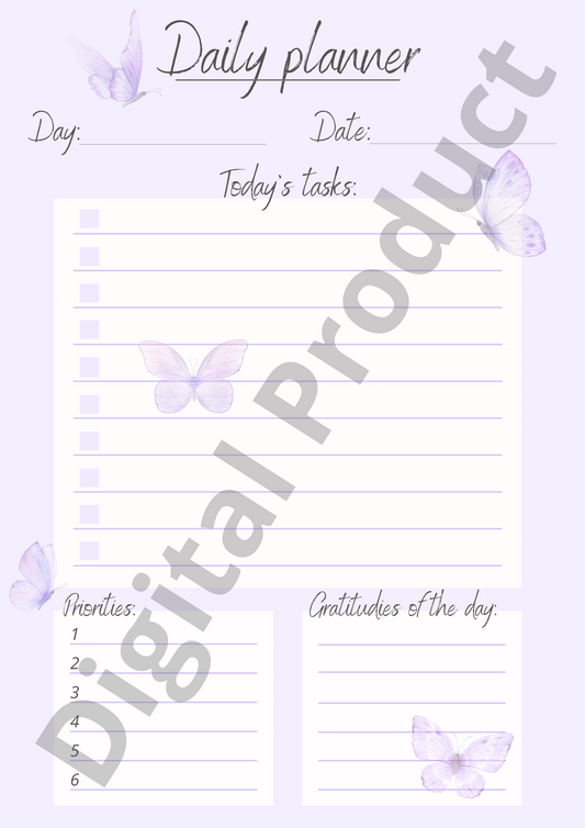 Daily planner - purple butterflies