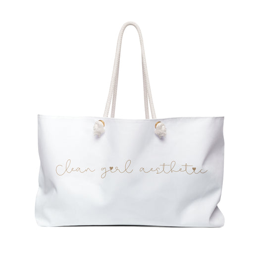 Clean girl aesthetic bag - beige text
