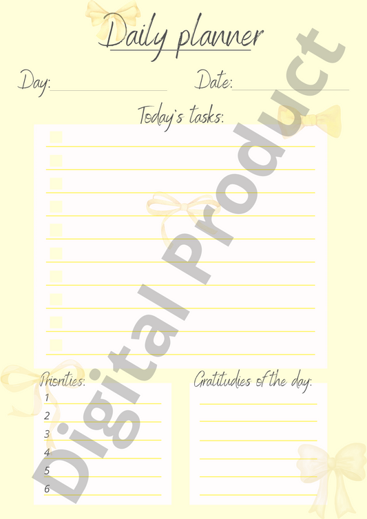 Daily planner - yellow bows
