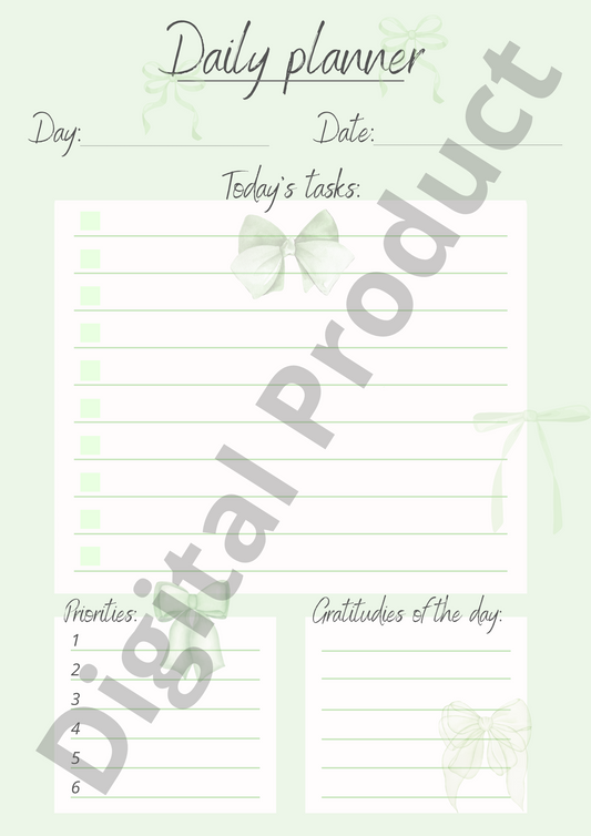Daily planner - green bows