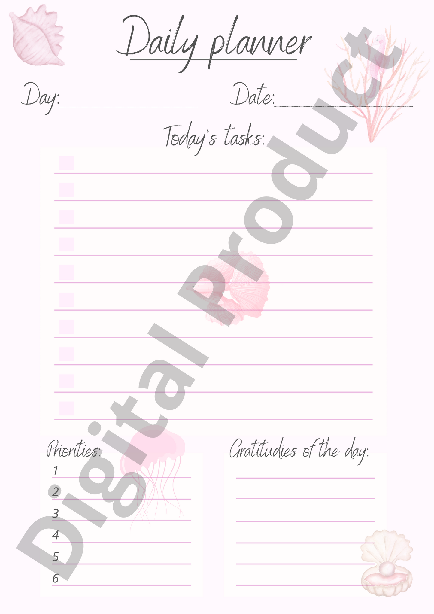 Daily planner - pink ocean