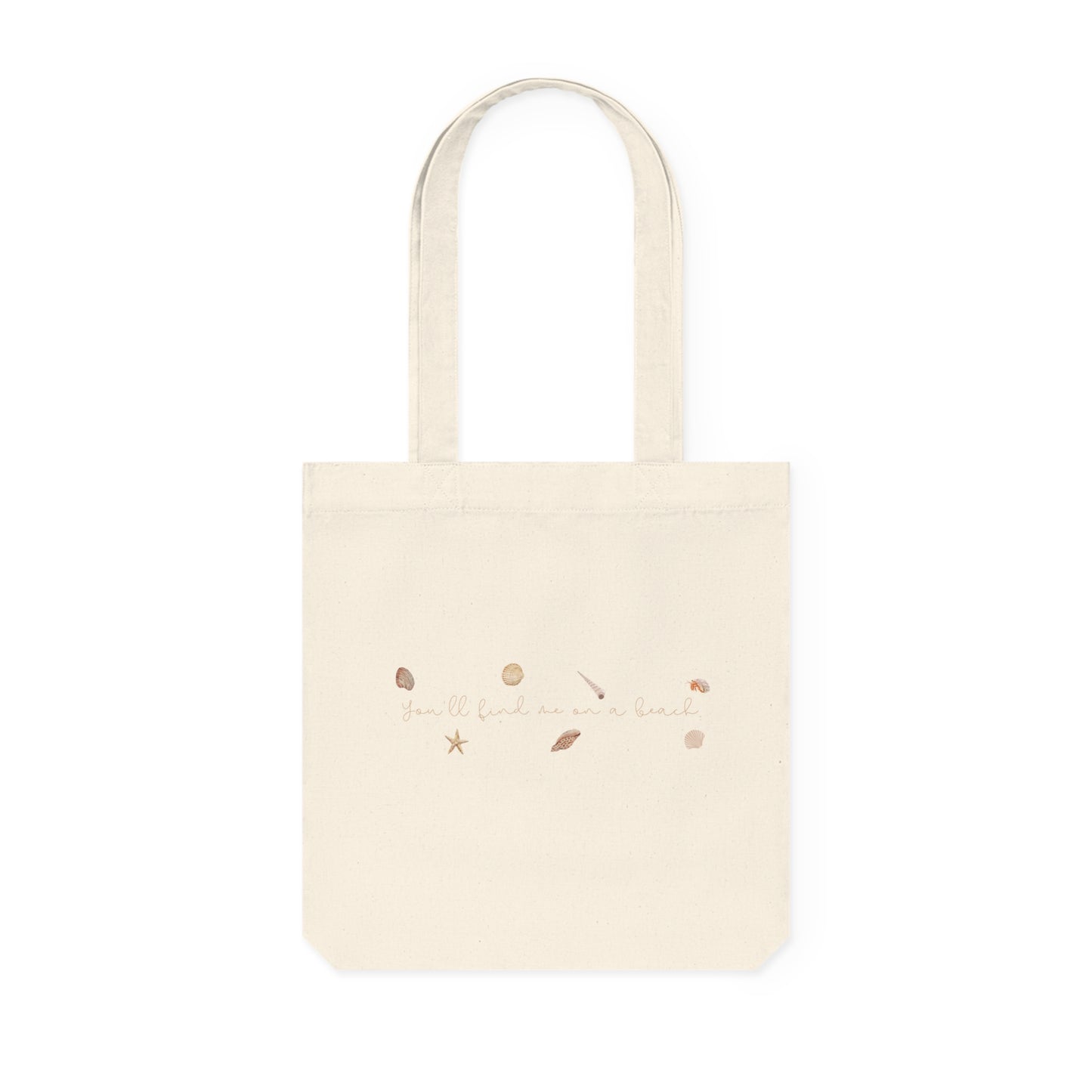 Beach girl aesthetic eco tote bag - sand beige text