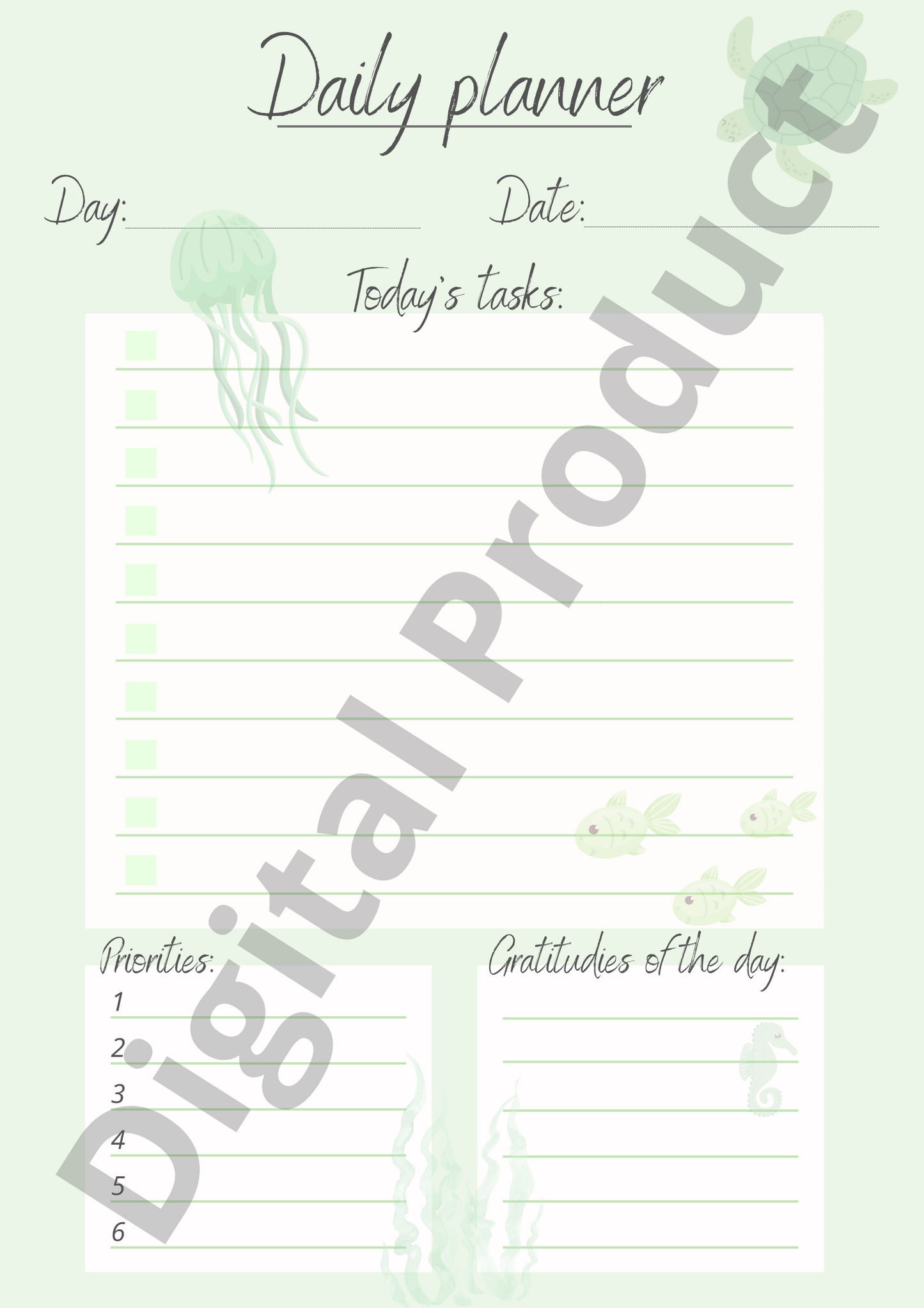 Daily planner - green ocean