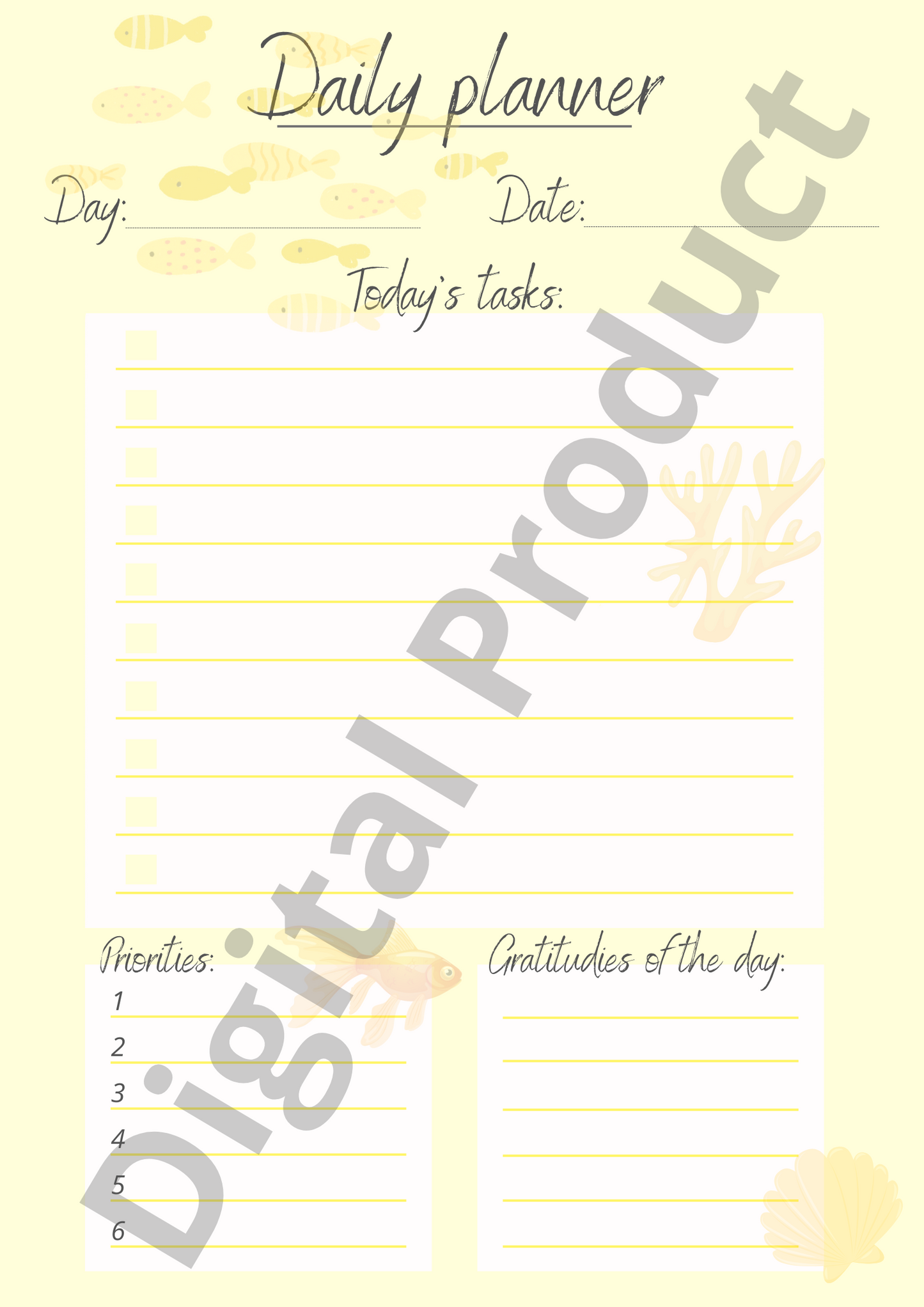 Daily planner - yellow ocean