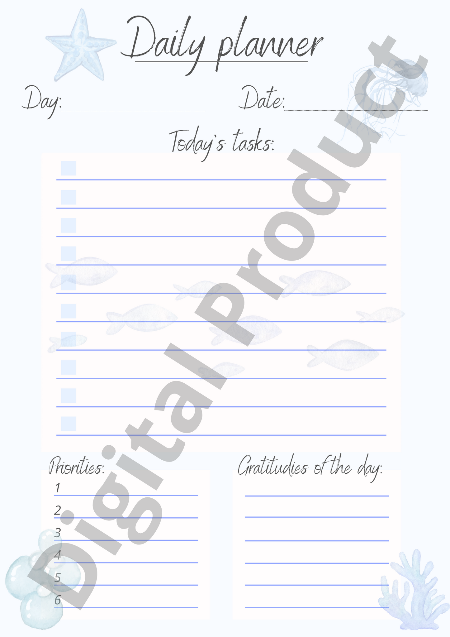 Daily planner - blue ocean