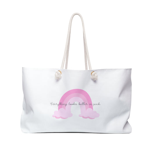 Pink girl aesthetic bag - rainbow