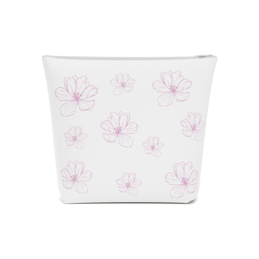 Pink girl aesthetic cosmetic bag - flowers