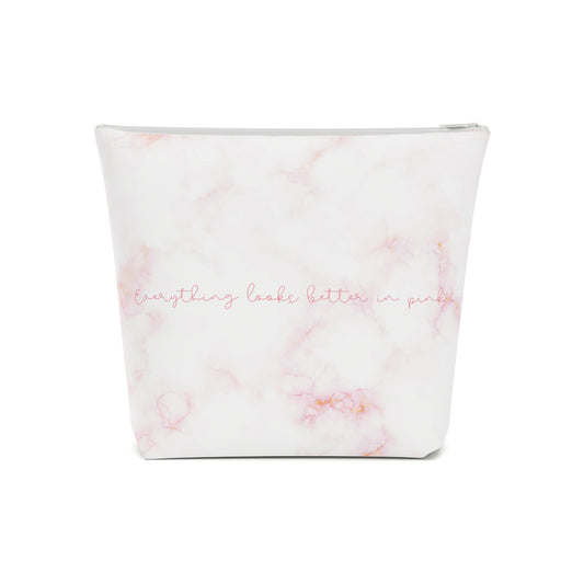 Pink girl aesthetic cosmetic bag - light pink marble