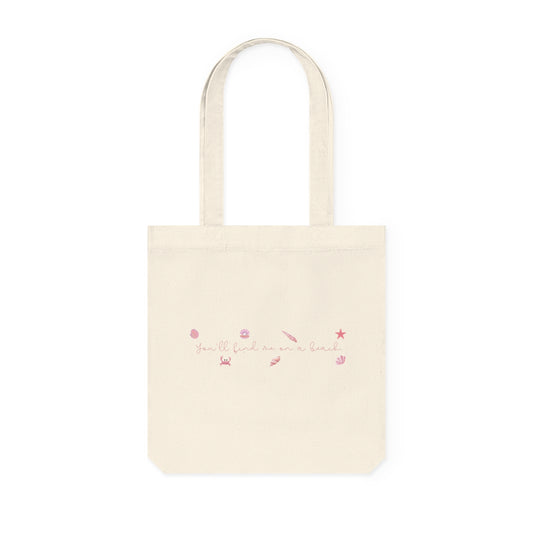 Beach girl aesthetic eco tote bag - pearl pink text