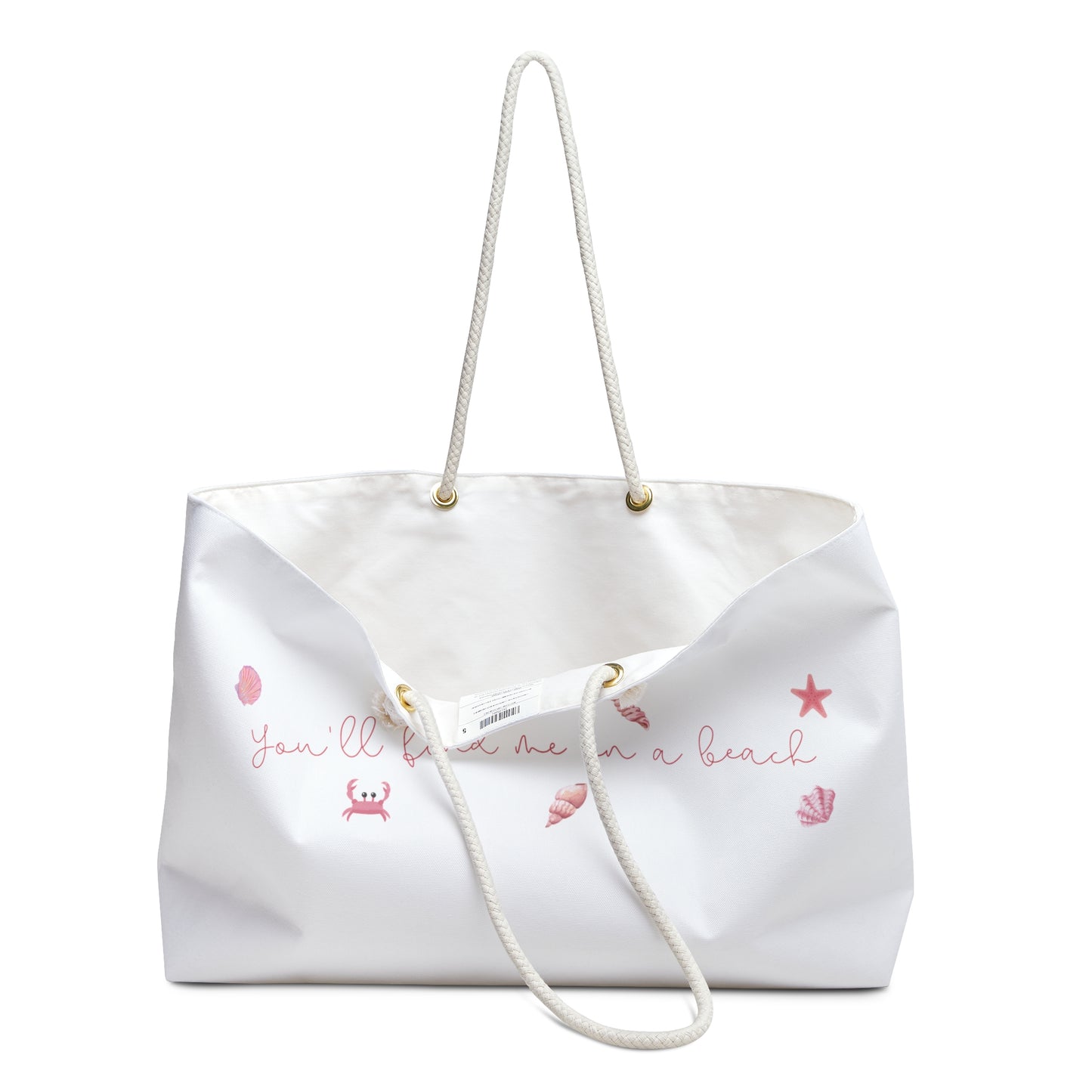 Beach girl aesthetic bag - pearl pink text