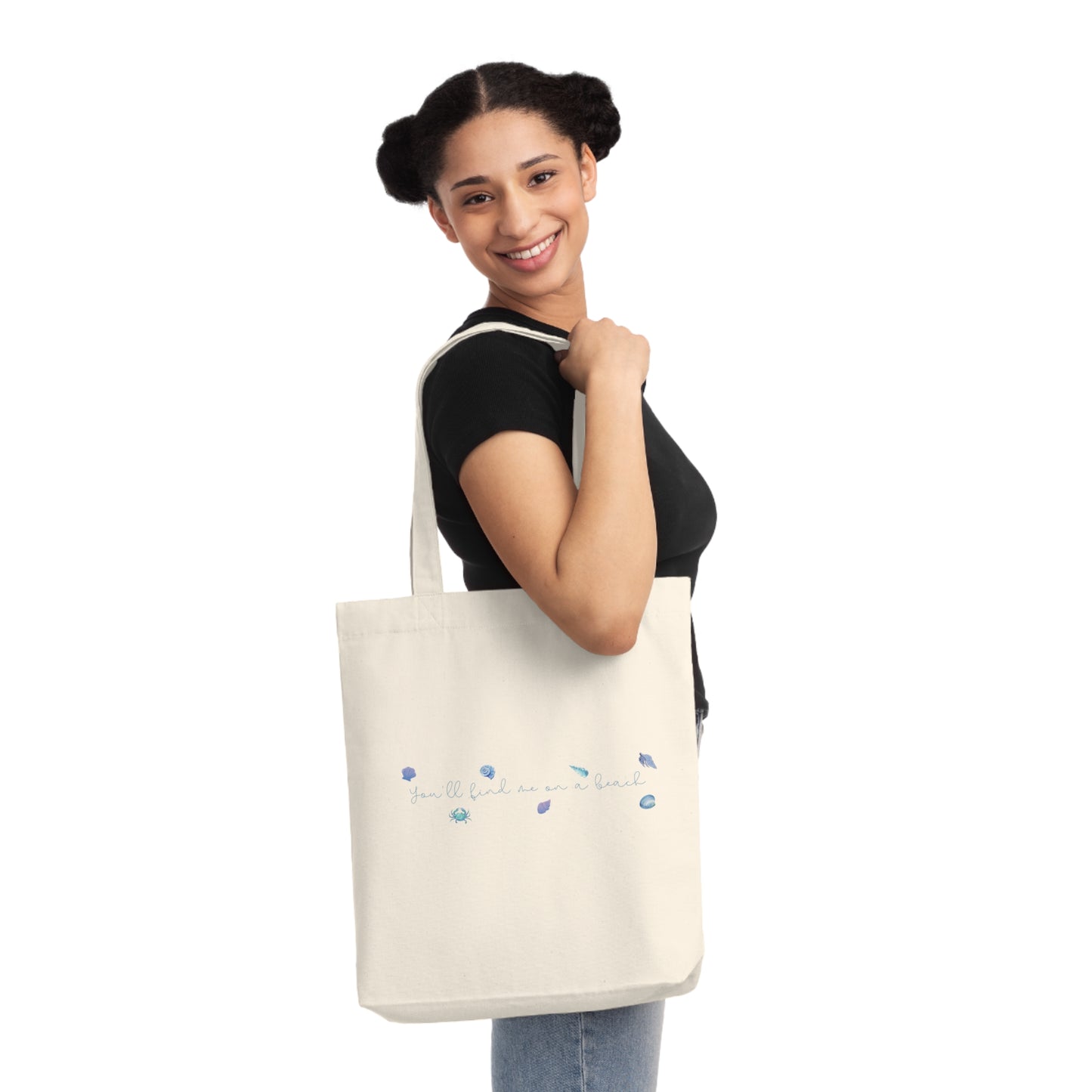 Beach girl aesthetic eco tote bag - ocean blue text
