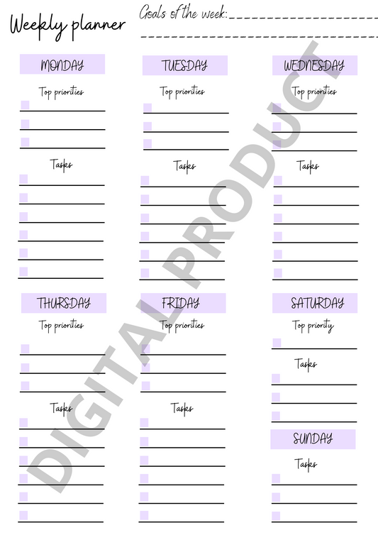 Weekly planner - purple