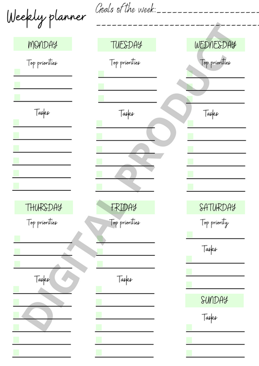 Weekly planner - green