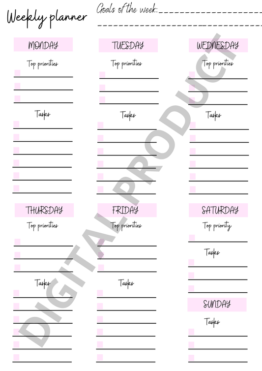 Weekly planner - pink